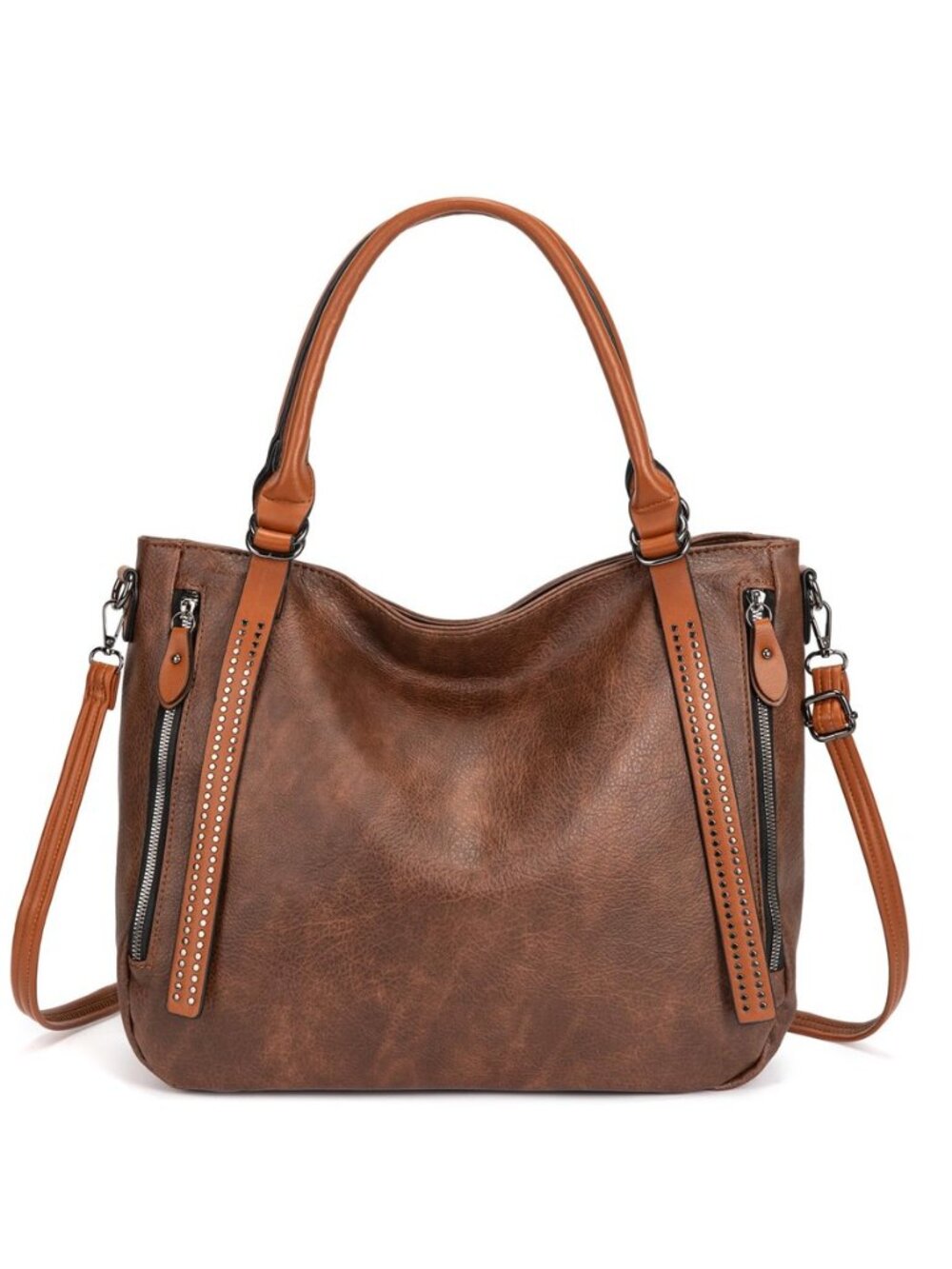Vintage Slouchy Tote Bag for Women, Large Vegan Leather Hobo Shoulder Bag